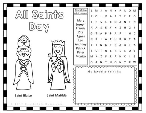Free Printable All Saints Day Worksheets