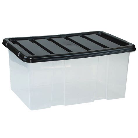Large Plastic Storage Clear Box With Lid Container Made In Uk Set