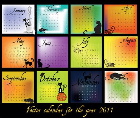 Calendar 2011 Black Theme Vector Free Vector 4vector