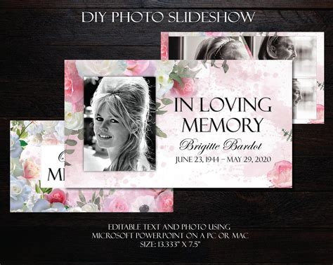 Diy Memorial Photo Slideshow Powerpoint Watercolor White Pink Roses