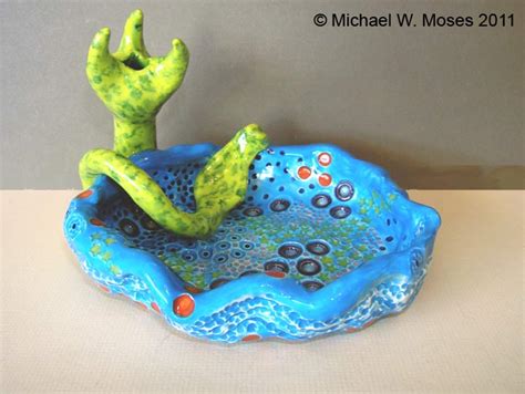 Michael W Moses Pottery Photography And Arts Blue Lotus Flower Ceramic Art Pottery Bowl By