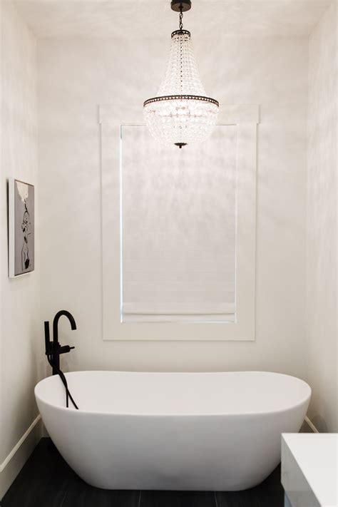 Soaker Tub With Chandelier Master Bathroom Renovation Basement