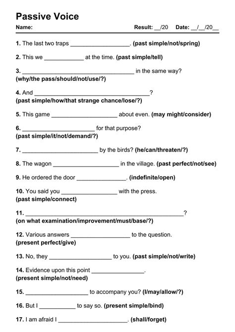 101 Printable Passive Voice PDF Worksheets With Answers Grammarism