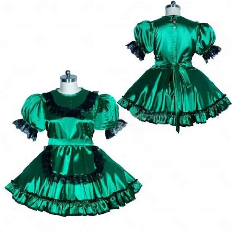 Sissy Baby Maid Girl Green Satin Lockable Dress Cosplay Costume Tailor Made Picclick