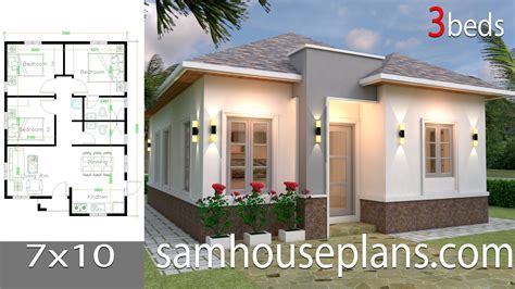 House plans 10x13m with 3 bedrooms. House Plans 7x10 with 3 Bedrooms - SamHousePlans