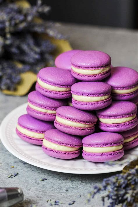 Lavender Macarons Filled With Honey Lavender Buttercream