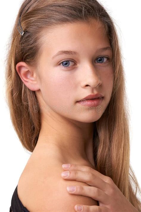 Cute Young Beauty Cropped View Of A Fresh Faced Young Teen Girl Stock