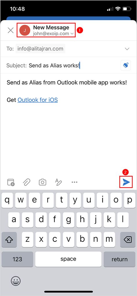 Send As Alias From Microsoft Outlook Mobile App Ios And Android Ali