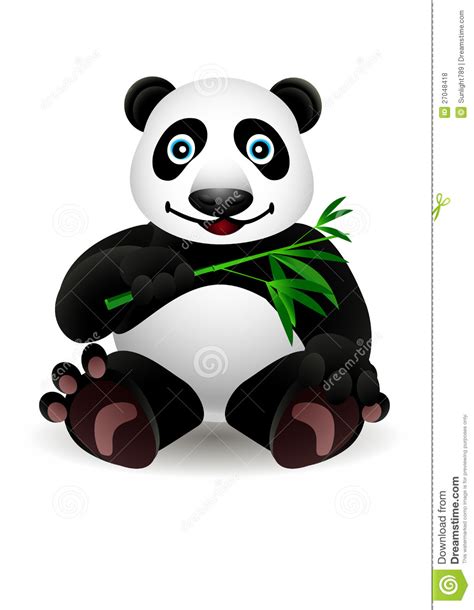 Little Cartoon Panda And Bamboo Stock Illustration