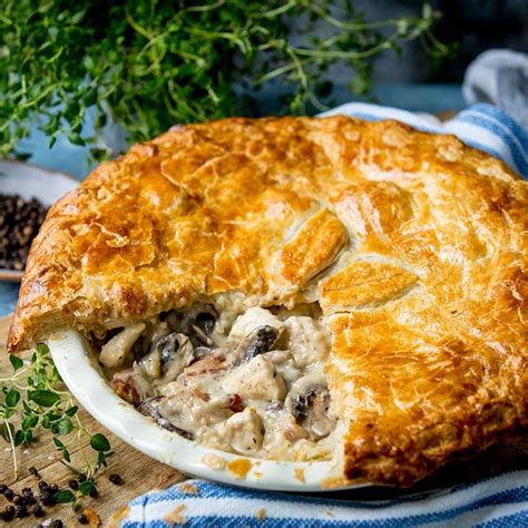 Chicken And Mushroom Pie With Bacon Nickys Kitchen Sanctuary