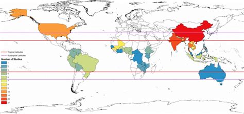Number Of Studies Conducted By Country In Tropical And Subtropical By