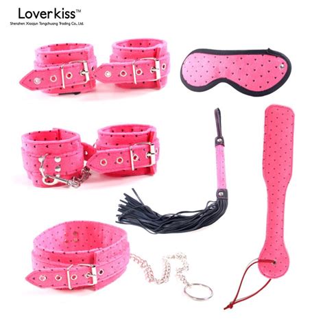 loverkiss 6pcs kit slave restraint sex games bondage set sex toys for couples handcuffs spanking