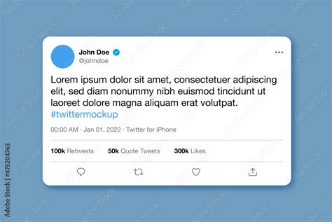 Twitter Post Or Tweet Mockup With Editable Text Vector Twitter Post