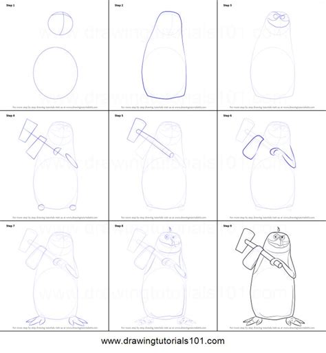 How To Draw Rico From The Penguins Of Madagascar Printable Step By Step