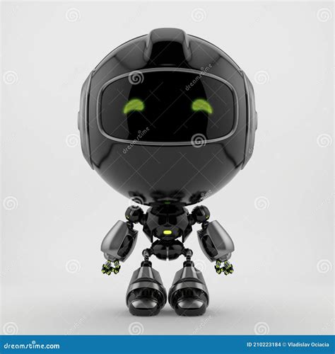 Cute Black Robot Toy 3d Rendering Stock Illustration Illustration Of