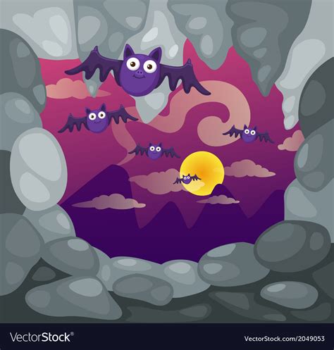 A Cave And Bats Royalty Free Vector Image Vectorstock