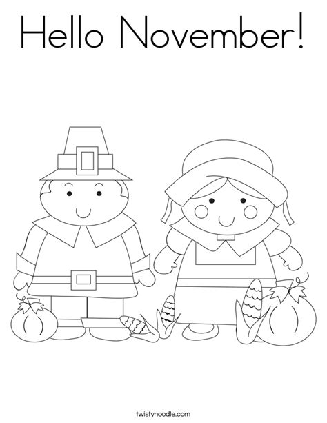 Hello November Coloring Page - Twisty Noodle