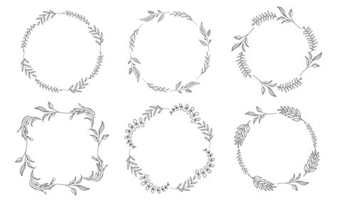 Hand Drawn Set Of Floral Wreaths 16840184 Vector Art At Vecteezy