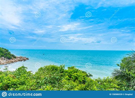 Beautiful Outdoor Tropical Beach Sea Around Samui Island With Coconut