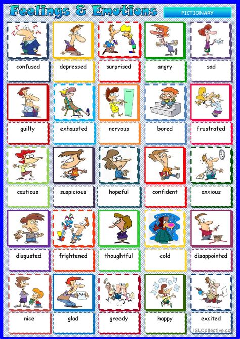 Feelings And Emotion Pictionary Pic English Esl Worksheets Pdf And Doc