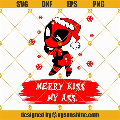 deadpool merry kiss my ass svg png dxf eps funny christmas svg deadpool santa hat christmas svg