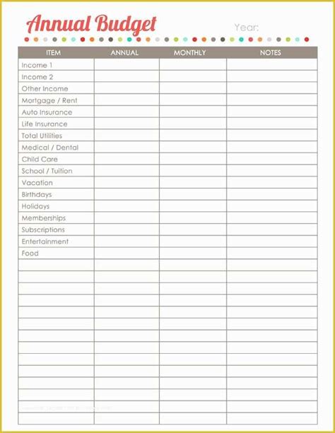 Yearly Budget Planner Template Free Of Home Finance Printables The