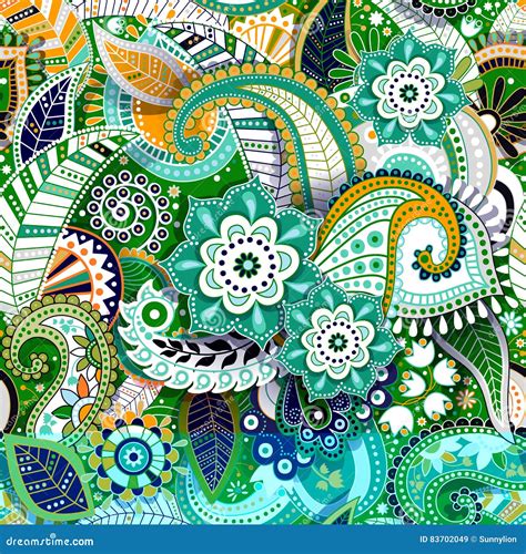 Colorful Paisley Seamless Pattern Original Decorative Backdrop Stock