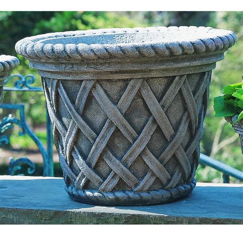 Campania International Inc English Weave Cast Stone Pot Planter