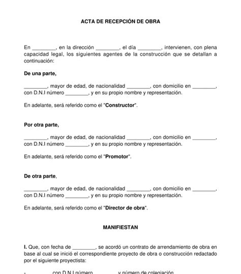Ejemplo De Acta De Recepcion De Contrato De Obra De Finanzas Publicas
