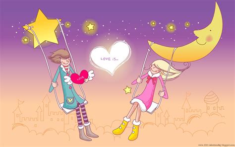 Free Download Cute Cartoon Couple Love Hd Wallpapers For Valentines Day