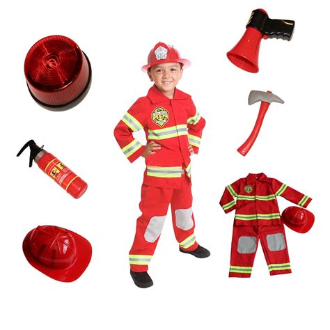 Fire Fighter Costume Light Up Kids What Fire Man Size S 5 6 S 5 6
