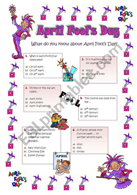April Fools Day Worksheet Printables