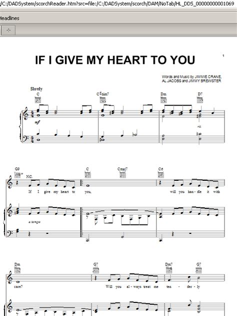 If I Give My Heart To You Sheet Music Direct
