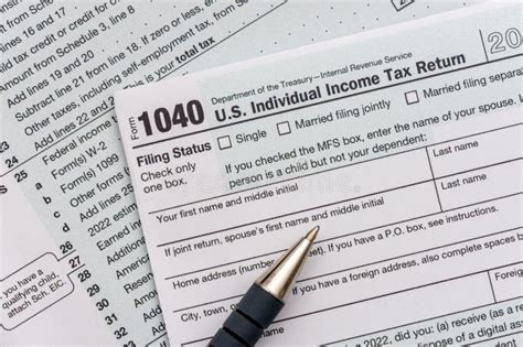 Us Form 1040 Individual Income Tax Return Document Editorial Photo