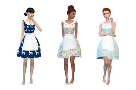 Alice Dress Retro Dress With Apron Sims 4 Cc Maxis Match Sims 4