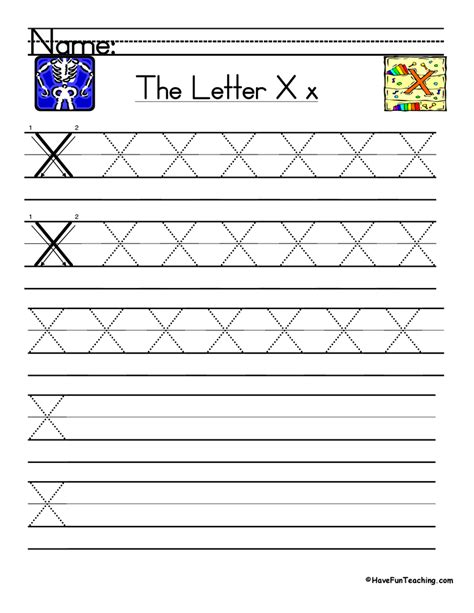 Letter X Handwriting Practice Worksheet Have Fun Teaching