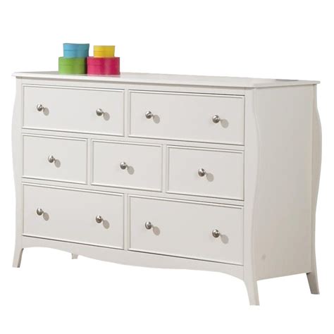 Made of birch veneers, acacia solids and engineered wood. Coaster Dominique 7 Drawer Dresser in White and Silver ...