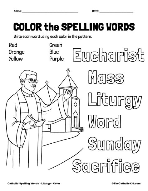Catholic Spelling And Vocabulary Words Liturgy Worksheets