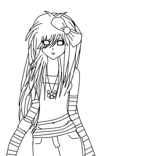 Emo Anime Girl Coloring Pages Free Coloring Page