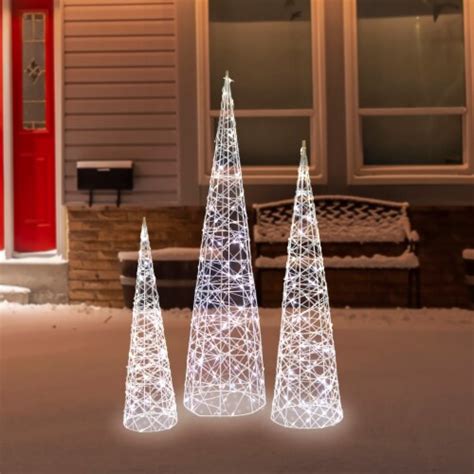 Northlight Set Of 3 Led Lighted Twinkling Cone Trees Christmas Yard