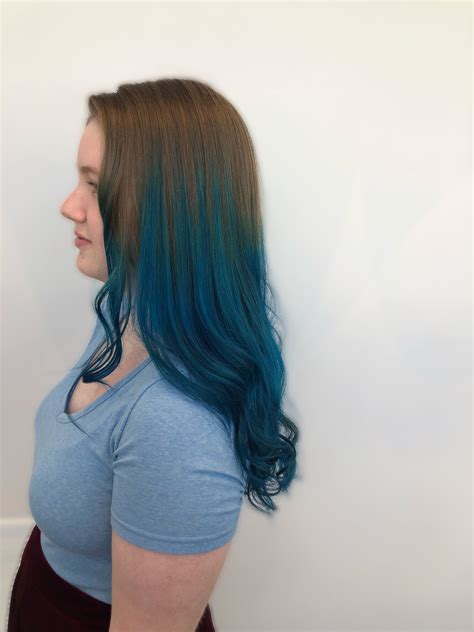 Blue Balayage In 2020 Blue Hair Balayage Long Hair Styles