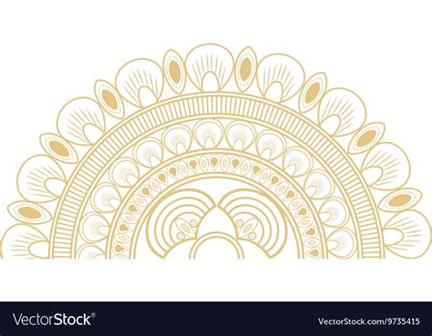 Circular Decorative Line Half Mandala Icon Vector Image