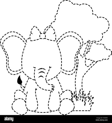 cute elephant in landscape vector illustration design Stock Vector
