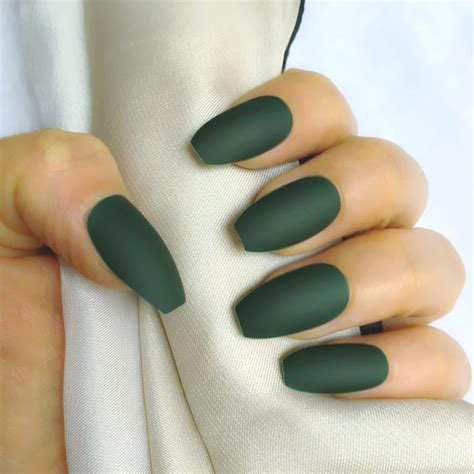 matte emerald green stiletto nails  expression nails