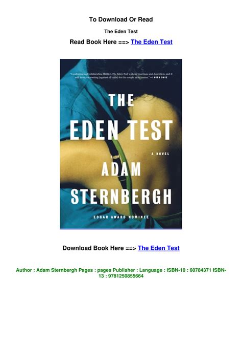 Epub Download The Eden Test By Adam Sternberghpdf Docdroid
