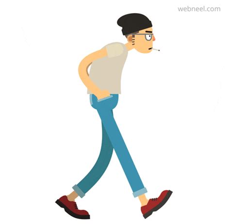 Funny 2d Slow Walk Cycle Animation Man  By Ilustrasi Vektor 34