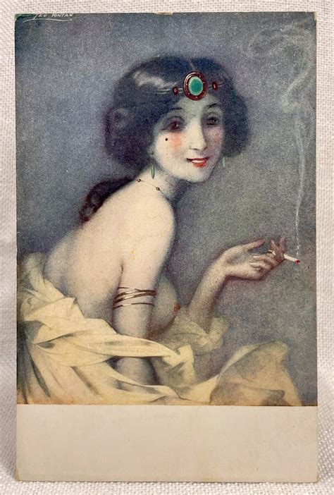 Artist Leo Fontan French Postcard Opiomane Opium Addict Bare Breast