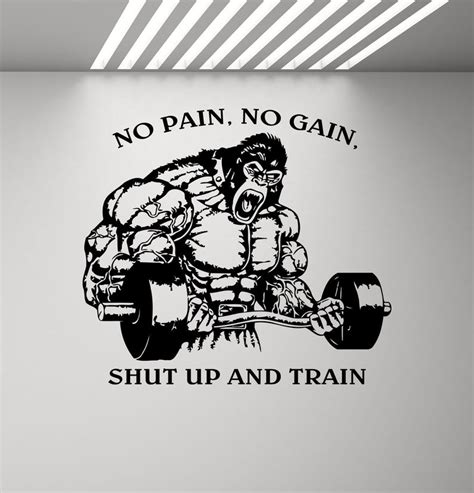 No Pain No Gain Shut Up And Train Gym Wall Decal Poster Etsy Australia