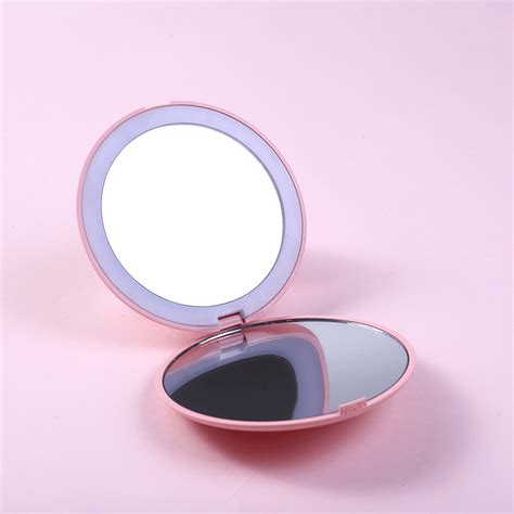 Led Mini Makeup Mirror Hand Held Small Foldable10x Hd Magnifier Micro Cosmetic Mirror Led Light
