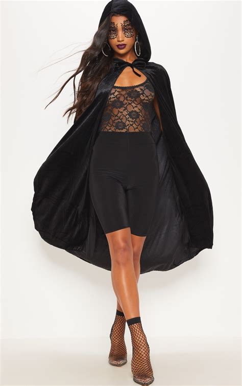 Hood Black Velvet Cape Fancy Dress Prettylittlething Ksa